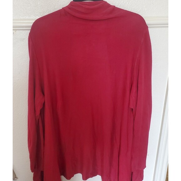 Chicos Open Front Draped Millie Cardigan Sweater Red Maroon XL/16 Size 3 - Picture 15 of 16